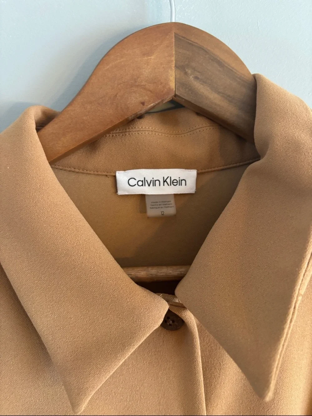 Calvin Klein Button-Front Midi Dress in Camel size 12 - Picture 3 of 7